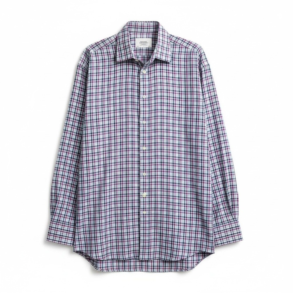 Charles Tyrwhitt Weekend Mens XXL Non Iron Classic Fit Check Shirt Blue Purple